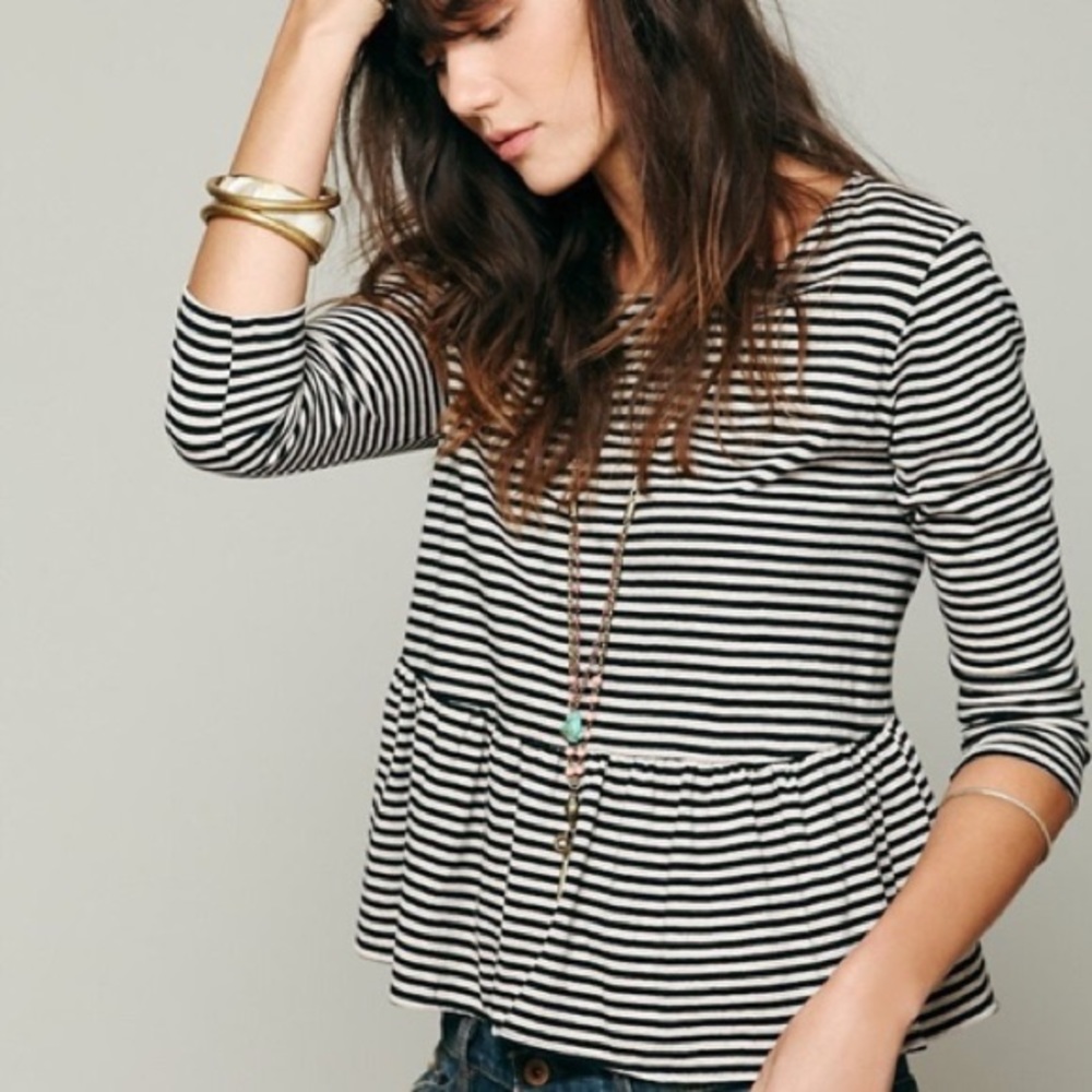 [SOLD] We the Free Striped Peplum Top